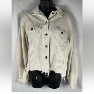POL  Women's Size‎ Small  Corduroy Jacket Button Front Frayed Cut Hem